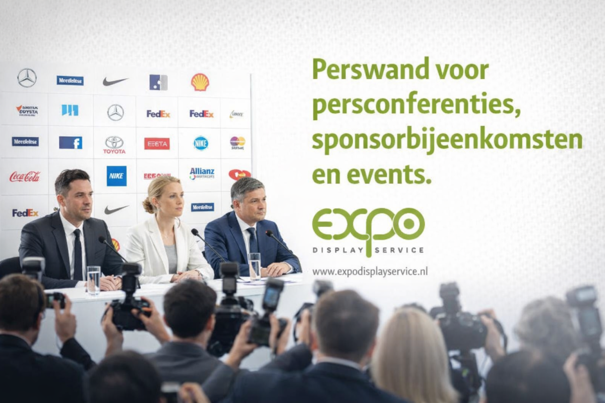 Perswand voor persconferenties, sponsorbijeenkomsten en events